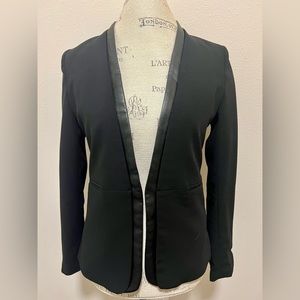 Faux Leather Trim Blazer